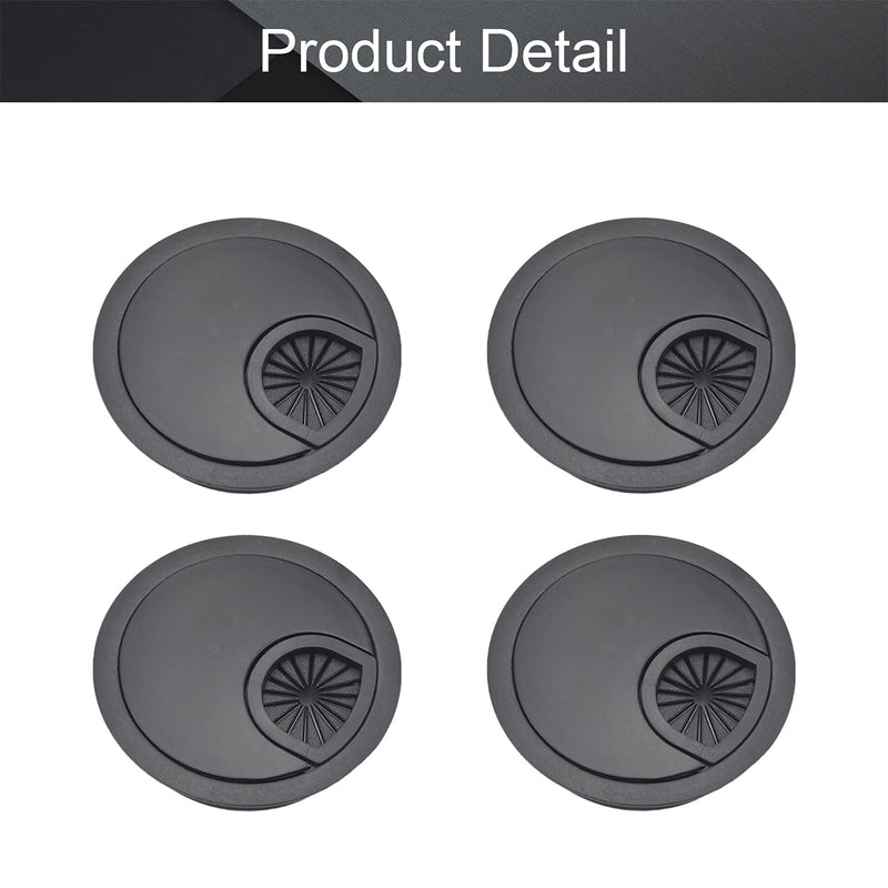 [AUSTRALIA] - MroMax 2.28" Desk Grommet Zinc Alloy 58mm Cable Hole Cover Cord Desk Grommets Arrange Wires Organizer for Home Office Desk Cable Cord Black 4Pcs 60 mm Mounting Hole Diameter 