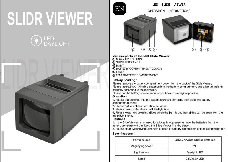 LED Lighted Illuminated 35mm Slide Viewer(2AA Batteries Included)