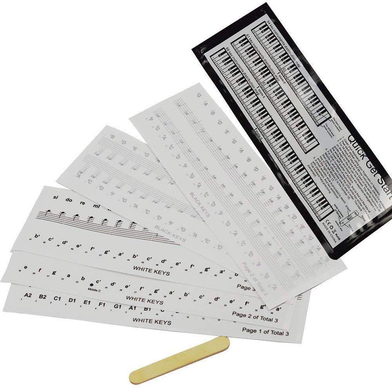 Imelod Keyboard or Piano Stickers for 49/61/76/88 Key Keyboards, Piano and Keyboard Music Note Full Set Stickers for White and Black Keys, Transparent and Removable,Perfect for Kids and Beginners