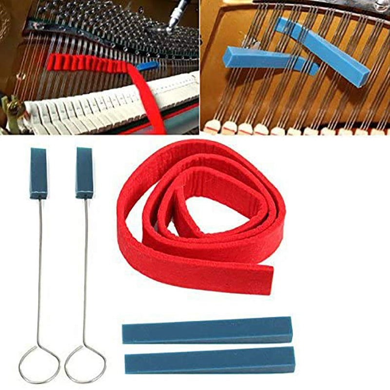 MUPOO Professional Piano Tuning Mute Kit Temperament Strip & 4pcs Mutes Fixing Tool