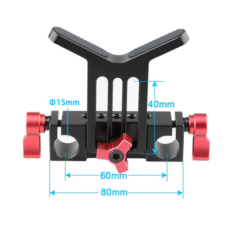 CAMVATE Lens Support 15mm Rod Clamp Rail Block for DSLR Rig Rod Support Rail System（RED Red