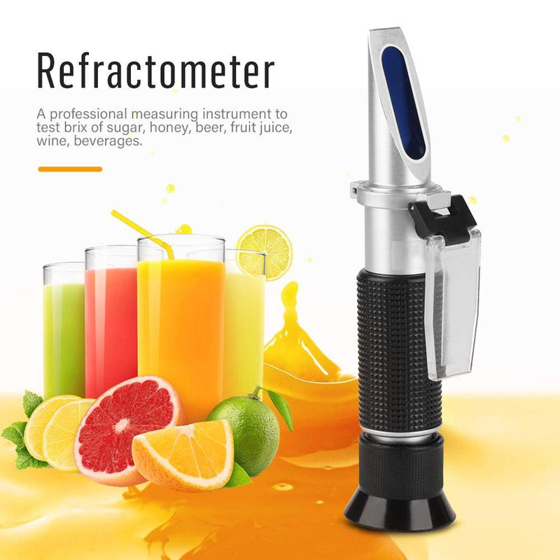 Brix Refractometer, Handheld Portable Accurate Tester Meter for Beer Wine Juice Fruit Honey Sugar, Brix 0~20%