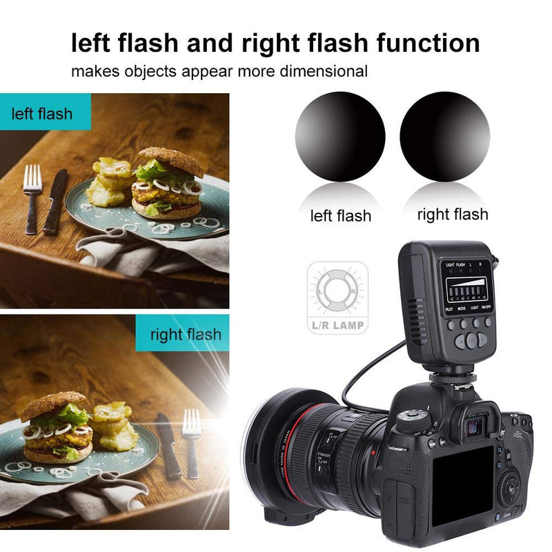 Serounder FC-100 Portable LED Macro Ring Flash 5500K Adjustment Brightness Speedlite Video Camera Fill Light Kit with 8 Adapters Ring and Controller for Canon/Nikon Camera