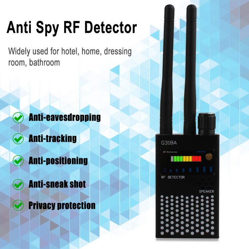 Anti-Spy RF Detector Wireless, Enhanced Dual Antenna Bug Detector Signal for GSM Finder Radar Radio Scanner,Black