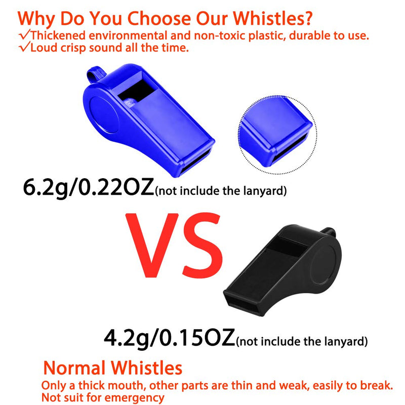 Hipat Whistle with Lanyard, 2 Packs Blue Plastic Whistles, Extra Loud Sports Whistles Great for Coach, Referee, Basketball, Lifeguard, Survival classic style