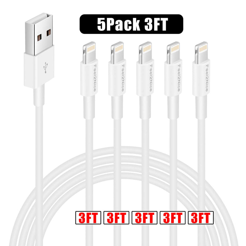 iPhone Charger, Lightning Cable, 5Pack 3FT Phone Charger to Syncing Charging Cable Data Cord Compatible with iPhone Xs, iPhone Xs MAX, iPhone XR, iPhone X, iPhone 8 /Plus, iPhone 7/6/5 /Plus More