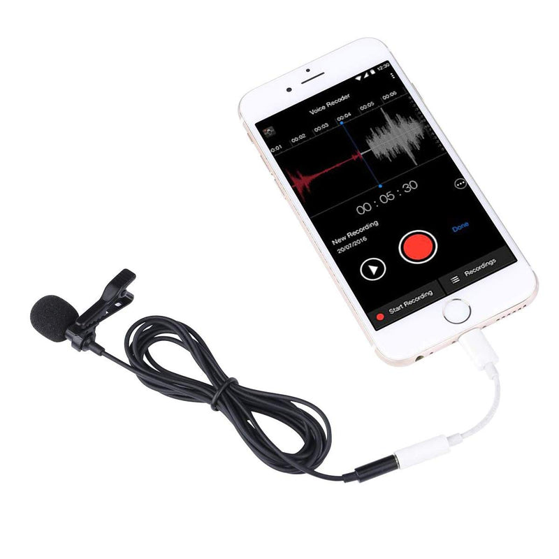 Lavalier Microphone for Phone - Omnidirectional Condenser Clip-on Lapel Mic for iPhone, Samsung, Android/Windows Smart-phones,Sound Card, Computer & DSLR w/o earphone jack