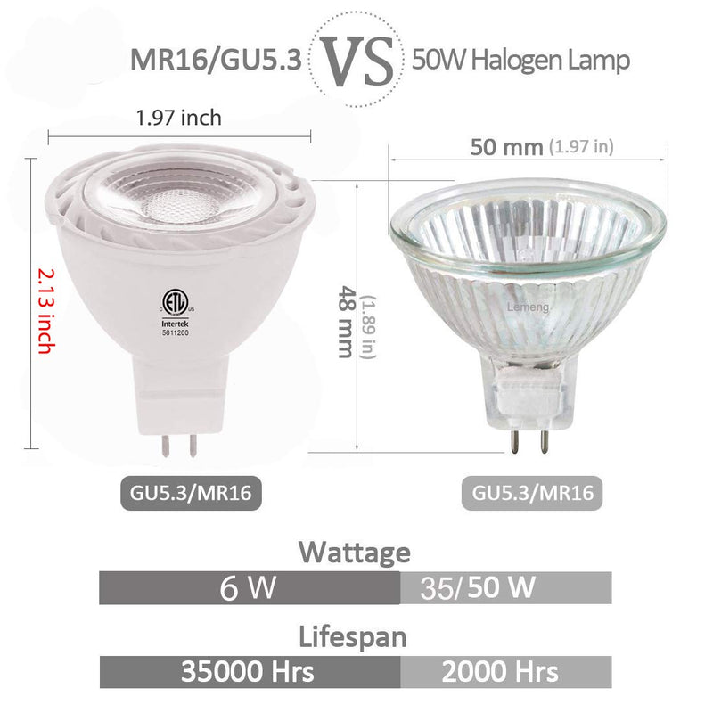 Green MR16 LED Light Bulbs 50W Equivalent Halogen Replacement 6W 12V Bi-pin GU5.3 Outdoor Landscape Yard Lighting- Pack of 6 Green