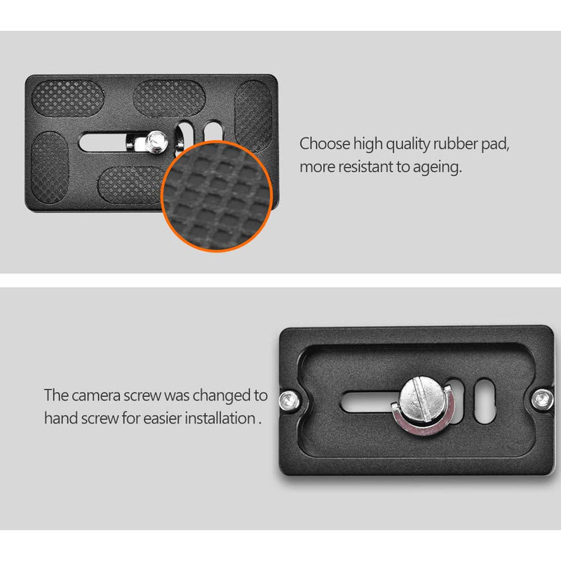 Release Plate, PU70 Alloy Quick Release Plate Mount with 1/4inch Hand Screw and Rubber Pad for Arca Benro Tripod Ball Head SLR Camera 2.75 x 1.5 x 0.39inch