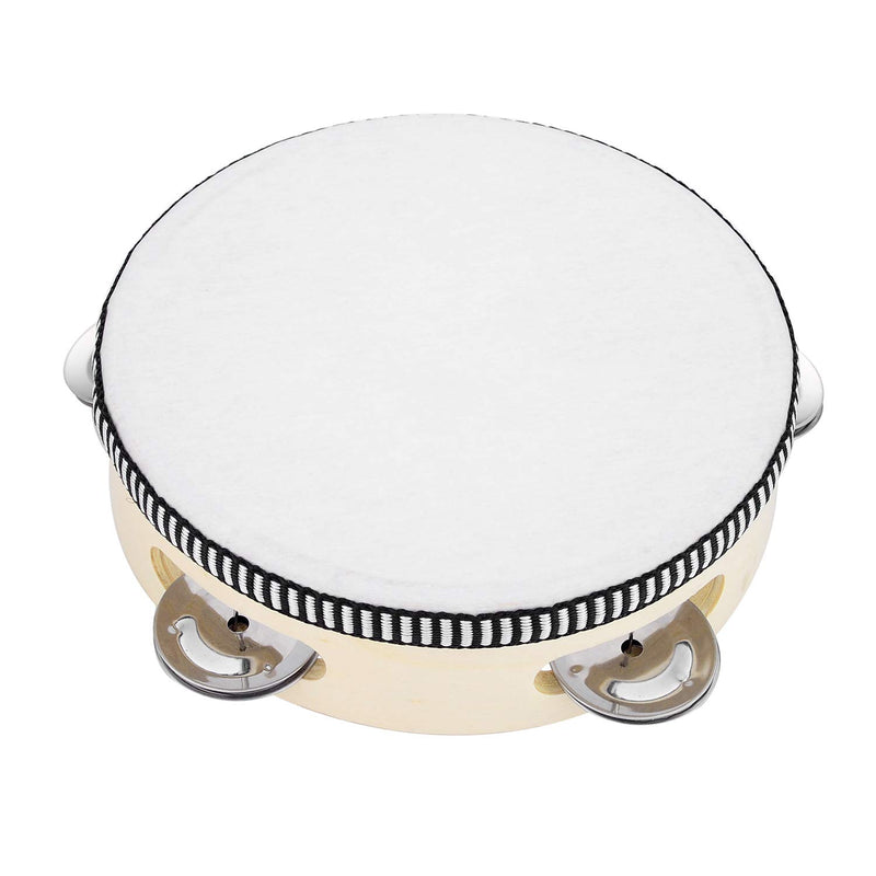 Hand Held Tambourine Drum 6 inch Bell Birch Metal Jingles Percussion Gift Musical Educational Drum Instrument for KTV Party Kids Games (6 inch)