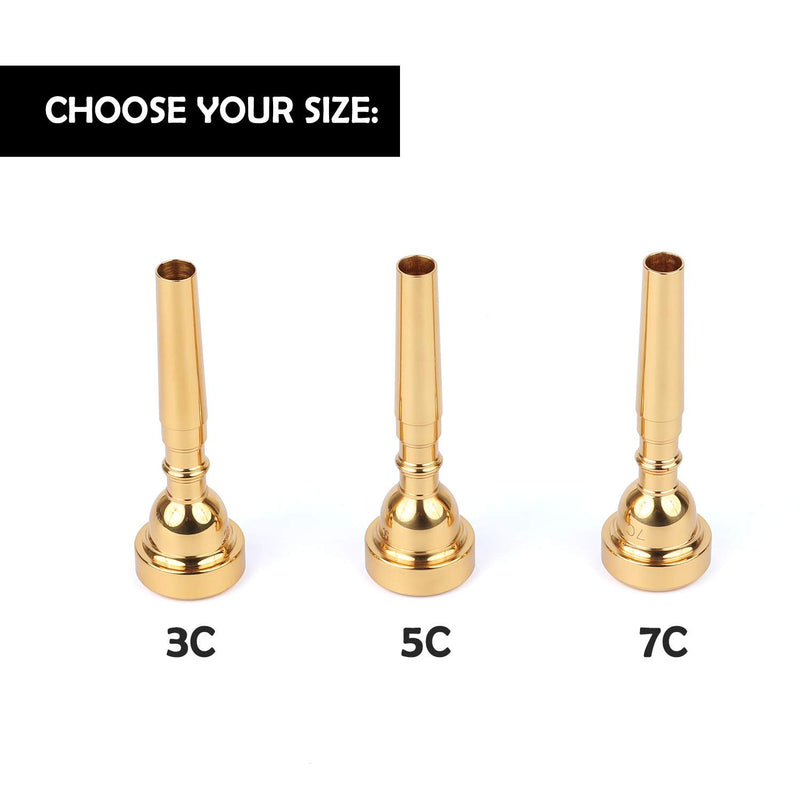 Trumpet Mouthpiece 7C Golden Color Compatible with Yamaha Bach Conn King Musical Instruments for Beginners and Professional Players