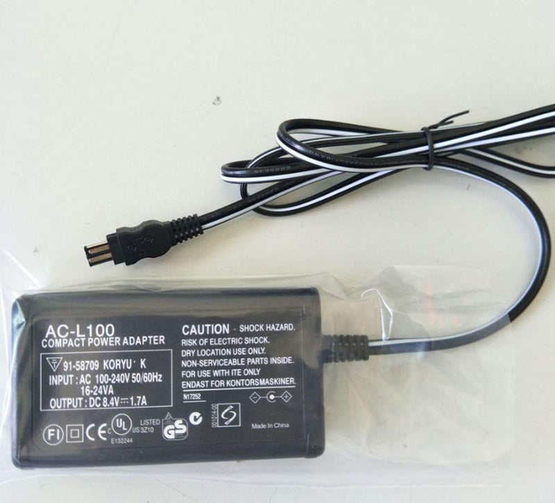 AC-L100 AC Power Supply Adapter, Replacement for Sony AC-L10A, AC-L10B, AC-L10C AC-L15A/B AC-L100C,for Sony Handycam CCD-TRV77 CCD-TRV88 CCD-TRV9X DCR-TRV6E MVC-FD Cameras