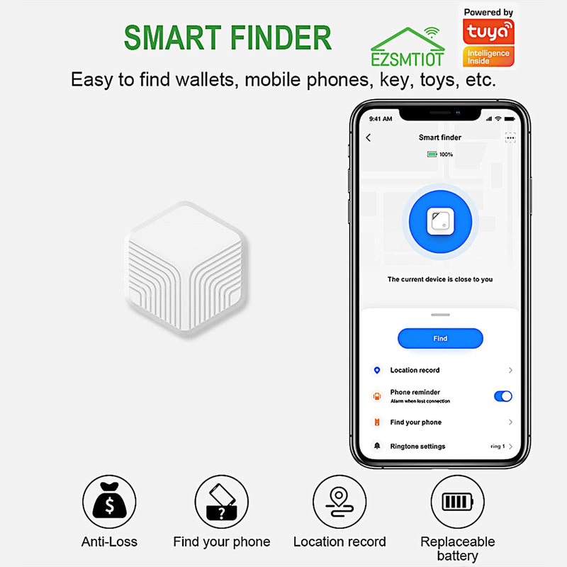 EZSMTIOT Tiny Smart Key Finder, Phone Finder, Wallet Finder, Remote Finder, Bluetooth Tags for Android/iOS Phone, Item Tracker Device (2 Pack) 2 Pack
