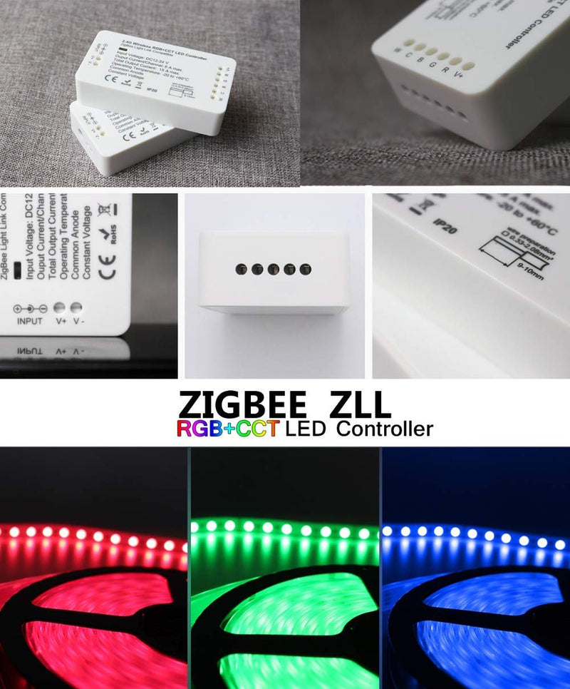 [AUSTRALIA] - LED Strips Controller RGB CCT/ RGBW Zigbee Controller ww/cw and Dimmer Controller Smart Strip Light Controller Work with Amazon Echo Plus for DC12-24V LED Strip Lights (2ID RGB CCT Controller) 2id Rgb Cct Controller 