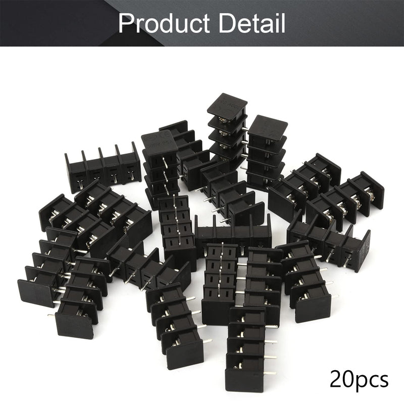Fielect 20Pcs 7.62mm Pitch 4P PCB Screw Terminal Block Connector Black 300V 20A Pluggable Teminal Blocks Connector