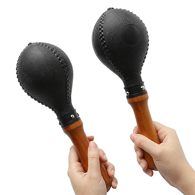 Percussion Maracas Pair of Shakers Rattles Sand Hammer Percussion Instrument with ABS Plastic Shells and Wooden Handles for Live Performances and Recording Sessions Black