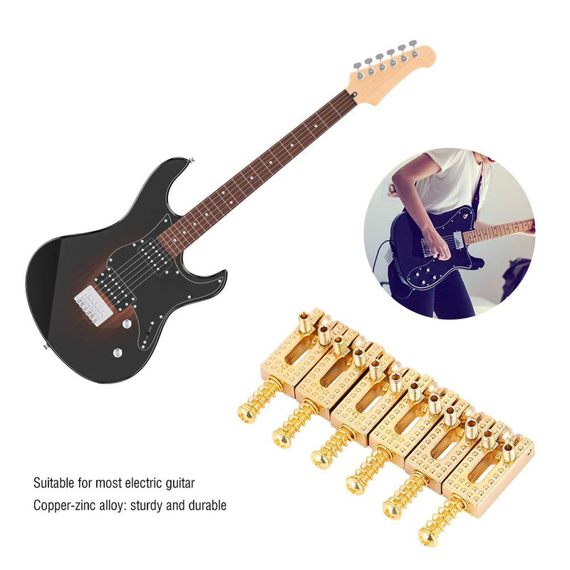 Saddle for Electric Guitar, 6 Roller Bridge Saddles for Fender Strat Tele Electric Guitar 4 colors(Gold)