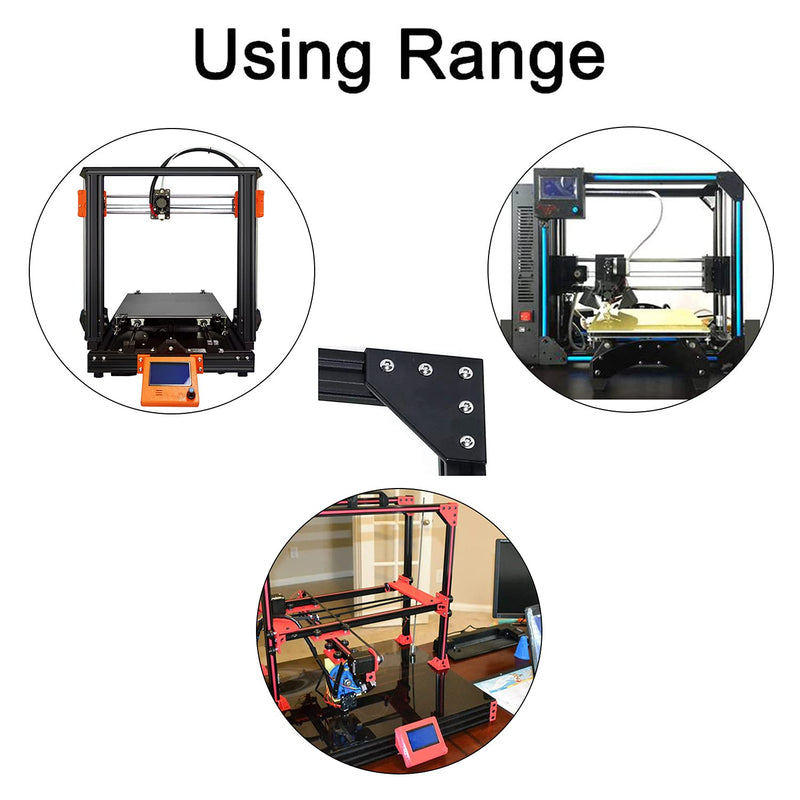 Aopin 2020 Series 5 Hole Surface Anodic Oxidation Black Aluminum Alloy Outside Joining Plate Profile 3D Printer Frame, Black 5Pcs