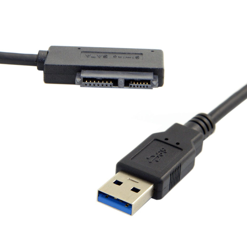 chenyang CY USB 3.0 to 7+6 13Pin Slimline SATA Cable Adapter for Laptop CD DVD ROM Optical Drive Black 13P SATA to USB3.0