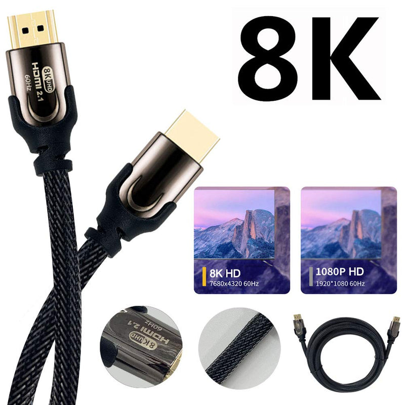 Hdmi 2.1cable 3ft Hdmi 2.1 Cable 8k Ultra-high Speed 48Gbps Compatible for Hp, Dell, Gpu, AMD, Nvidia (1m) 1m