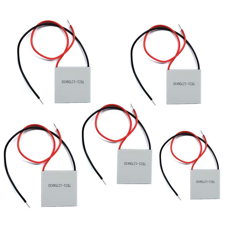 Kiro&Seeu 5pcs TEC1-12706 Heatsink Semiconductor Refrigeration Tablets 5.8A 12 Volt 60W Watt Thermoelectric Cooler Cooling Peltier Plate Module 40x40MM, (EC112706-MD-5pcs)