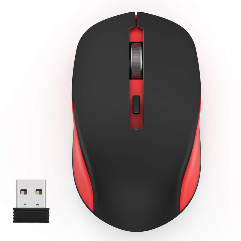 Wireless Mouse, seenda 2.4G Wireless Computer Mouse with Nano Receiver 3 Adjustable DPI Levels, Portable Mobile Optical Mice for Laptop, PC, Chromebook, Computer, Notebook (Red & Black) Red & Black