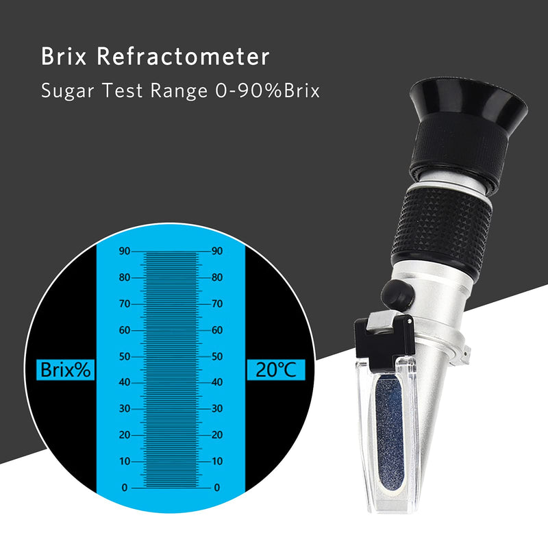 0-90% Digital Brix Refractometer, Sugar Content Hydrometer Automatic Temperature Compensation Maple Syrup Sugar Measurement Machine for Honey, Maple Syrup