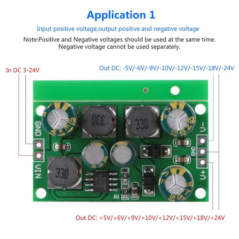 DC-DC Positive & Negative Voltage Boost-Buck Converter Output ±5V 6V 9V 10V 12V 15V 18V 24V (Output voltage ±15VDC) Output voltage ±15VDC