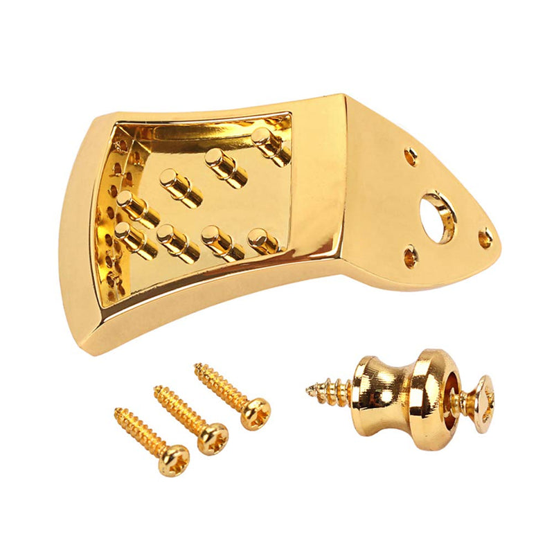 SUPVOX Metal Triangle Mandolin Tailpiece Parts for 8 String Arched Top Mandolin with Screws Guitar Strap Lock (Golden)