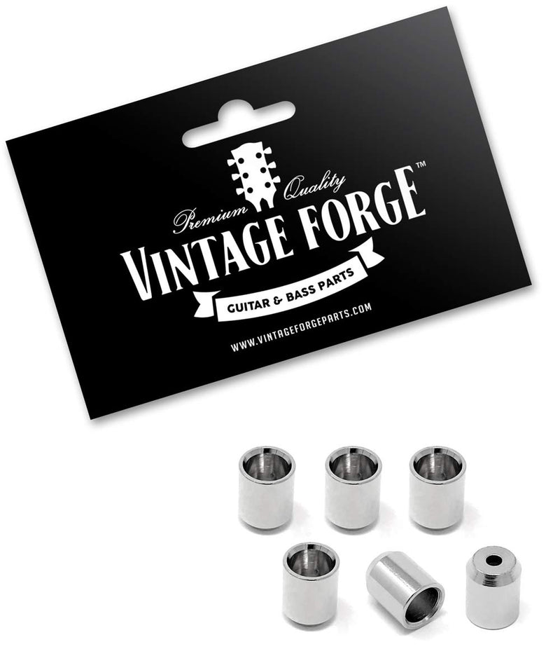 [AUSTRALIA] - Vintage Forge Chrome Flush Mount No Lip String-Thru Body Ferrules for Electric Guitar (Set of 6) SF160-CHR 