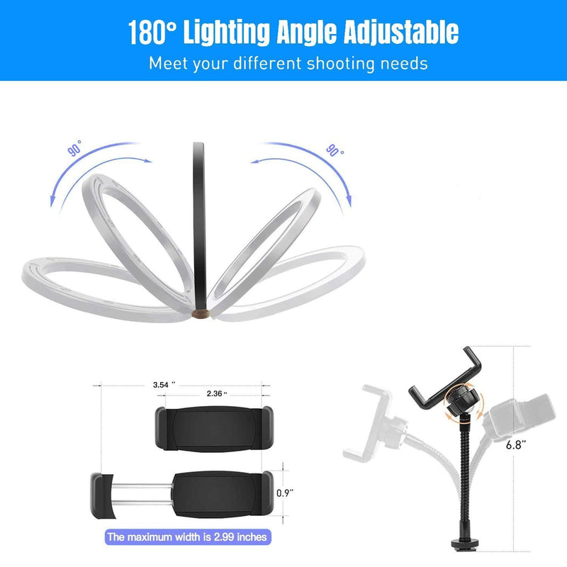 13" LED Ring Light with Tripod Stand and Phone Holder, LED Desktop Selfie 10 Brightness Level & 3 Light Modes 164 Bulbs 2700-6500k with Remote Control for YouTube Video/Live Stream/Makeup/Photography