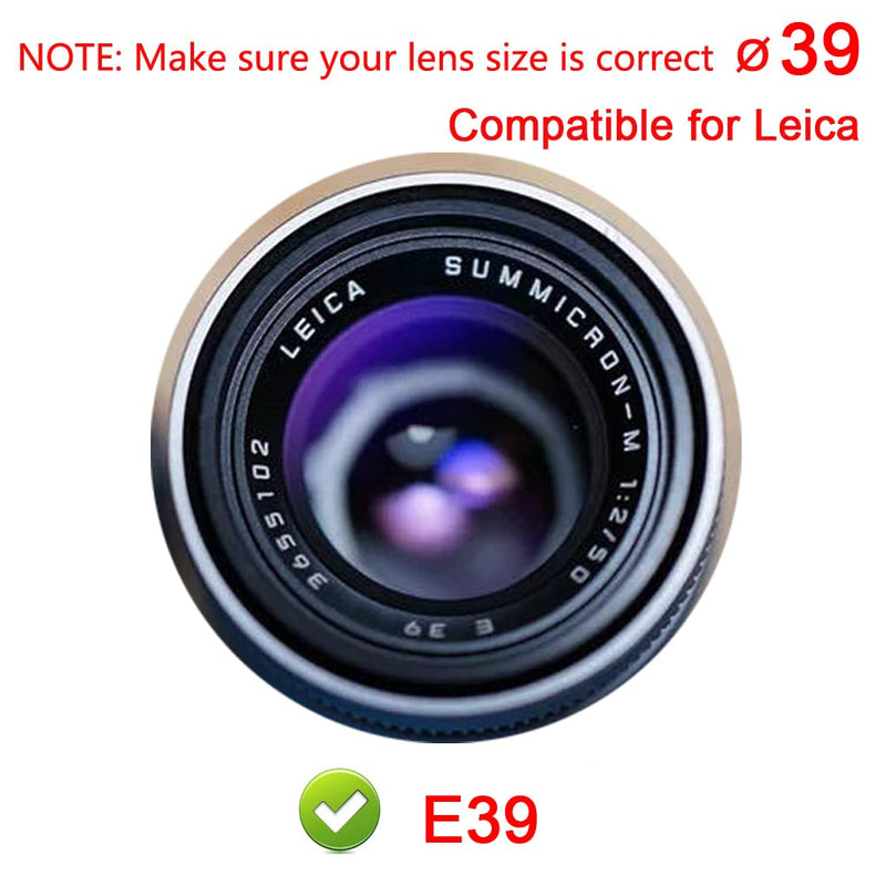 39mm Lens Cap Compatible for Leica E39 Lens, M 50mm f/2 Lens, M 35mm F/2 Lens, M 28mm f/2.8 Lens (2 Pack)
