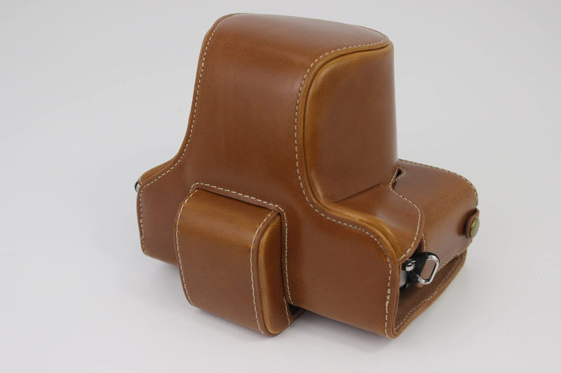 Z fc Zfc Case, BolinUS Handmade PU Leather Fullbody Camera Case Bag Cover for Nikon Z fc Zfc with 28mm Lens Bottom Opening Version + Neck Strap + Mini Storage Bag (Brown) Brown