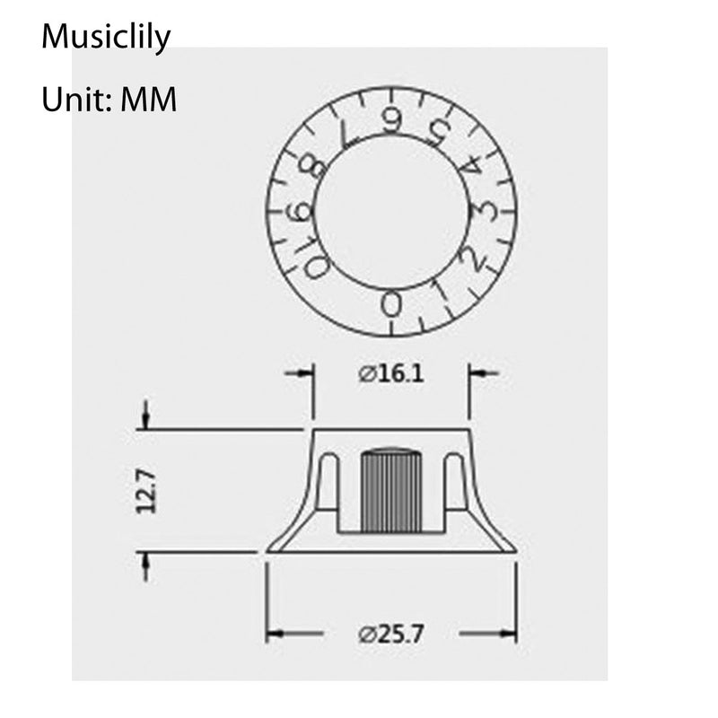 Musiclily Metric 6mm Top Hat LP Style Guitar Bell Knobs for Les Paul Style Electric Guitar,Transparent with Black Number (4 Pieces) Transparents