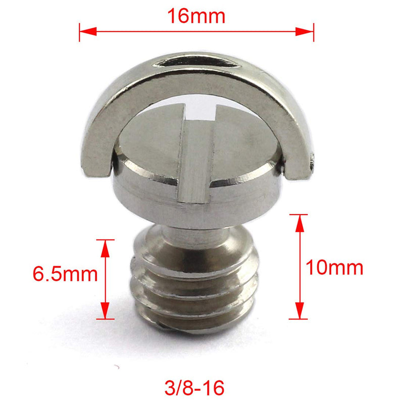 HJ Garden 2pcs 3/8-16 Thread D-Ring Stainless Steel Camera Fixing Screws for Camera Tripod Monopod QR Plate,D Shaft Quick Release Plate Mounting Screw 10mm Length 3/8"-16x10mm