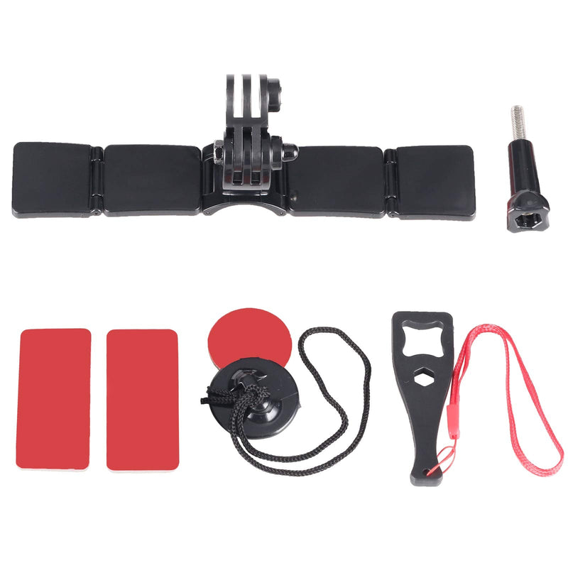 QKOO Motorcycle Helmet Chin Mount Kit for GoPro Hero 10, 9, 8, 7, 6, 5, 4, Session, 3+, 3, 2, 1, Hero (2018), DJI Osmo Action, AKASO, SJCAM, Xiaomi Yi Action Cameras