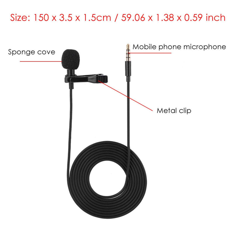 cigemay Lavalier Microphone for Phone, Lapel Microphone Omnidirectional Clip Condenser Mic, 360 ° Rotating Tie Clip Microphone, 3.5MM Jack for Smartphone Android, Windows