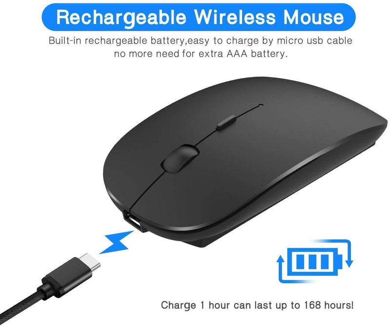 Bluetooth Mouse,Rechargeable Wireless Mouse for MacBook Pro/MacBook Air,Bluetooth Wireless Mouse for Laptop/PC/Mac/iPad pro/Computer Black