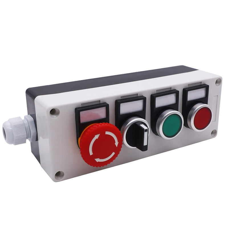 TWTADE/Red Green Momentary Switch, Red Mushroom Emergency Stop Latching Push Button Switch,3 Positions 2NO Latching Select Selector Switch Station Box (Quality Assurance for 3 Years) hz-11ZS-20X-GR