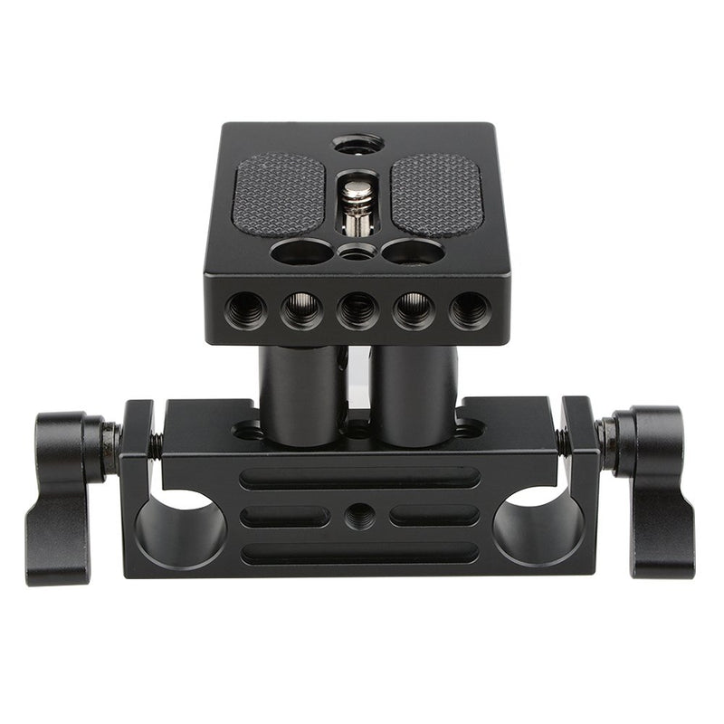 CAMVATE DSLR Baseplate Mount with Railblock Height Riser for 15mm Rail Rod Support System