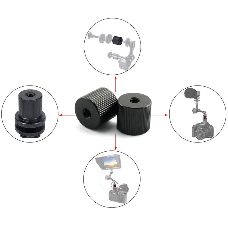 HJ Garden 2pcs 1/4"-20 to 3/8"-16 Tripod Nut Connection Mounts Nuts Articulating Arms Tripod Rigs Replacement Parts