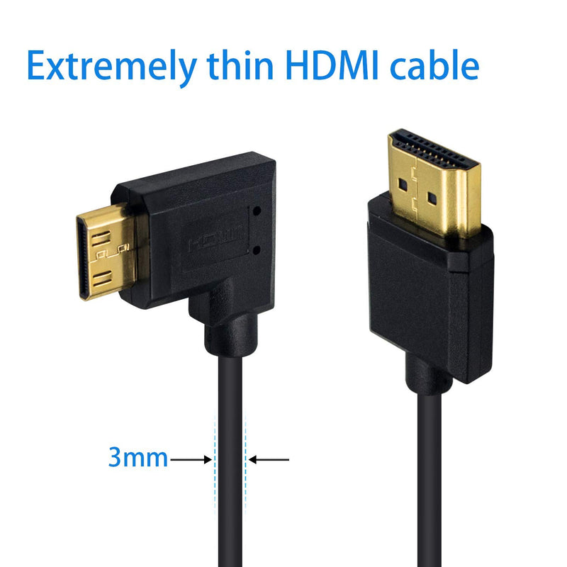 [AUSTRALIA] - Duttek Mini HDMI to Standard HDMI Cable, HDMI to Mini HDMI Cable, Ultra-Thin Right Angled 90 Degree Mini HDMI Male to HDMI Male Cable Support 4K Ultra HD, 1080p, 3D(HDMI 2.0) (15cm/6 inch) Right Angled 15cm 