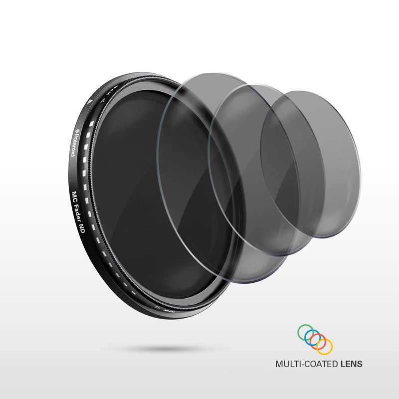 Polaroid Optics 55mm Multi-Coated Variable Range [ND3, ND6, ND9, ND16, ND32, ND400] Neutral Density Fader Filter ND2-ND2000 - Compatible w/ All Popular Camera Lens Models 55 mm