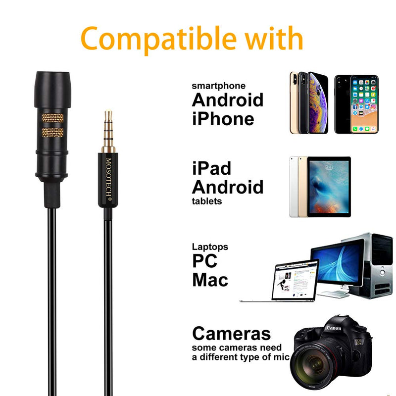 [AUSTRALIA] - Lavalier Microphone with 79" Extension Cord, Omnidirectional Condenser Lavalier MIC for Recording YouTube Interview (Suitable for iPhone/Android/Windows/Camera) 138" 