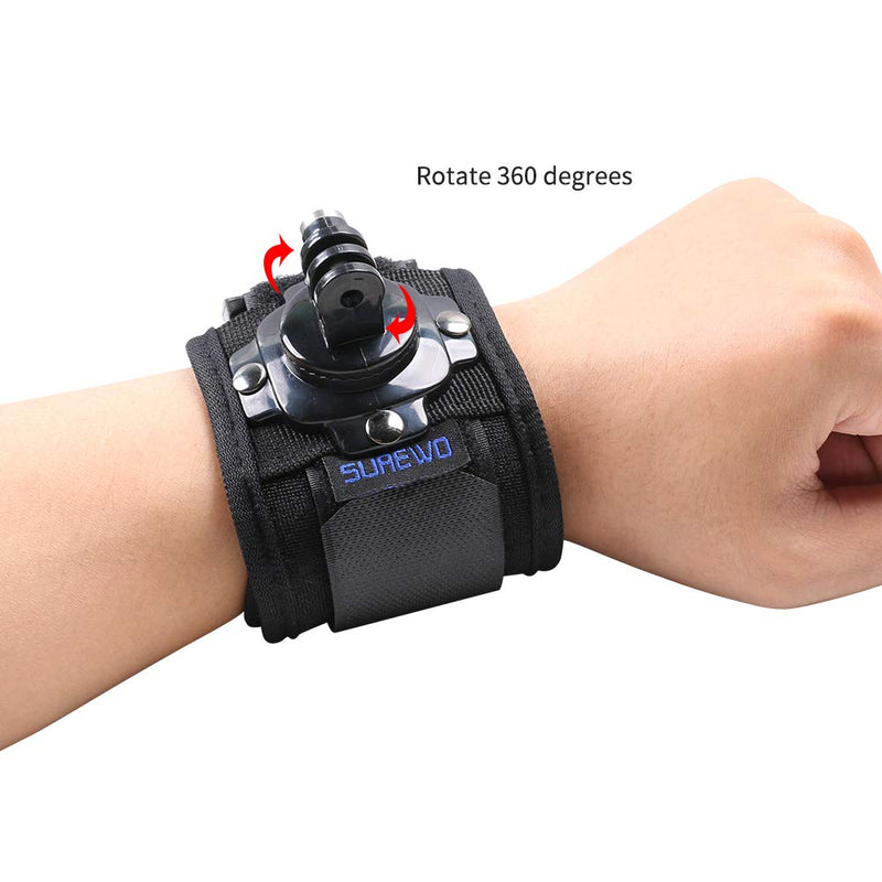 SUREWO Wrist Strap Mount Compatible with GoPro Hero 10/9/8/7//6/5 Black,DJI Osmo Action 2,Insta 360 ONE R,AKASO/Campark and More
