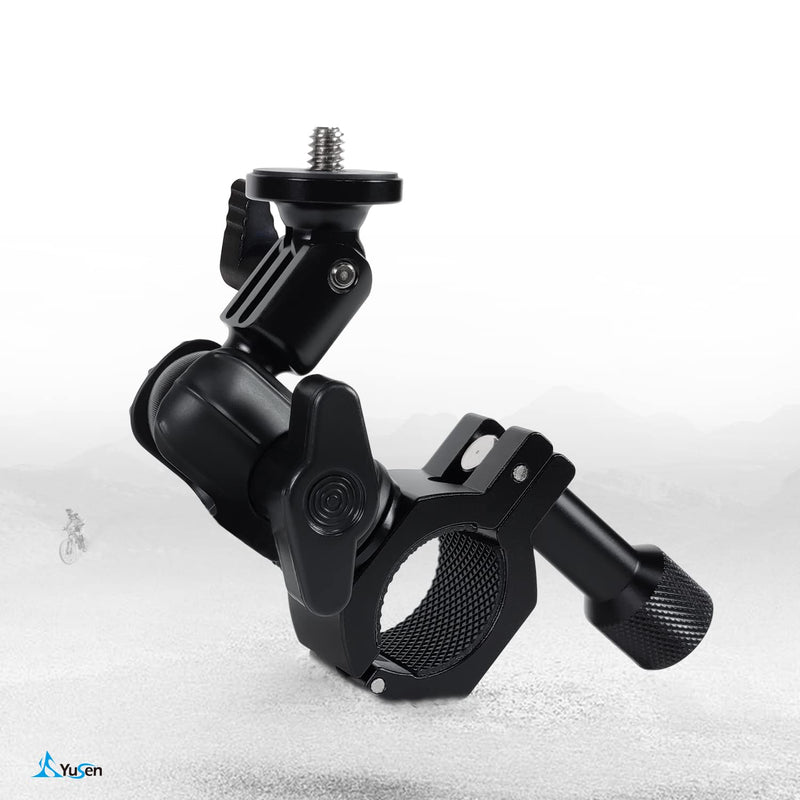 YUSEN 0.75-1.2inch Handlebar/Seatpost/Pole Mount with 1/4&360° Rotation,Perfect All-Aluminum Bike/Motorcycle Handlebars for Go Pro Hero 10/9/8/7/6/5/4/3/2,DJI Osmo Action AKASO (Black)