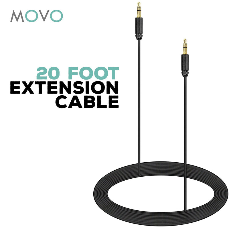 [AUSTRALIA] - Movo MC6 Dual 3.5mm Male Stereo TRS to TRS Cable - Camera Patch Connects Mics, Audio Mixers to Camera, Recorders (Dual Male 20-Foot Extended TRS Cable) - 3.5mm Audio Cable for Filmmakers and Musicians 