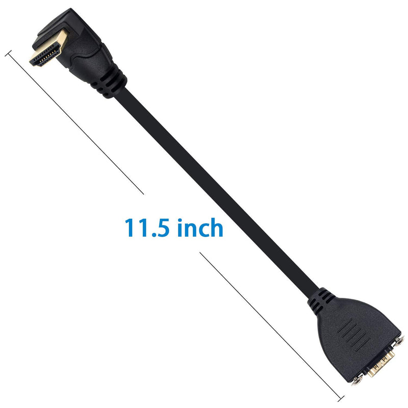 Poyiccot HDMI Panel Mount 90 Degree Up Angle HDMI 2.0 Male to Female Extension Cable with Screw Panle Mount Support 4k for Blu-ray, PS3, Xbox 360, Roku, HTPC 30cm /11.5inch (Up HDMI M/F) Up Angle HDMI Cable