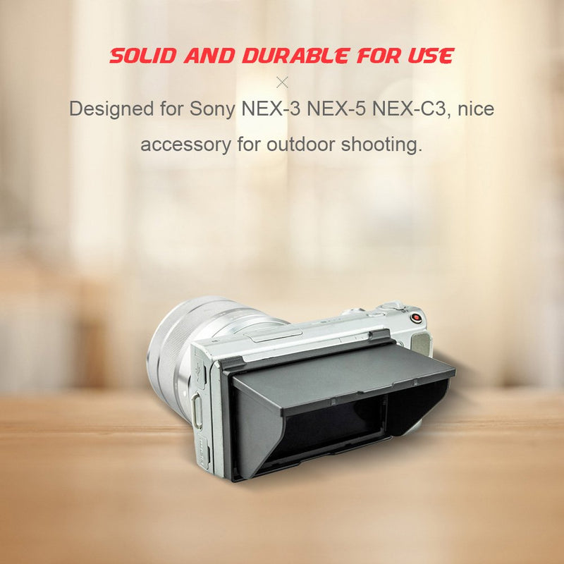 LCD Screen Sun Shade with Pop-up Hood Screen Protective Cover Foldable Camera Monitor Sunshade Visor for Sony NEX-3 NEX-5 NEX-C3 DSLR