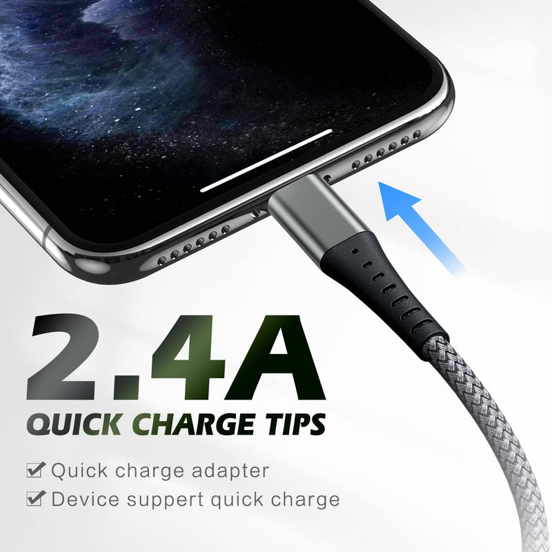 [AUSTRALIA] - [Apple MFi Certified] iPhone Charger Fast Charging 3-Pack 3FT Lightning Cable Nylon Braided iPhone Charger Cord Compatible with iPhone 14 13 12 11 Pro Max XR XS X 8 7 6 Plus SE iPad and More 3FT 